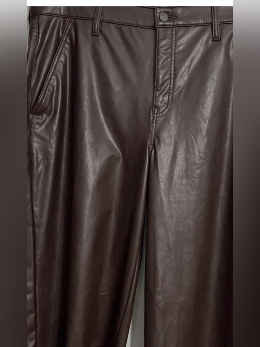 Women New Banana Republic Faux Leather Pants - Dark Brown size 4 wide leg crop